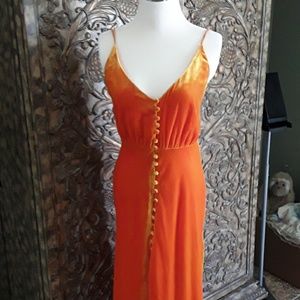 Orange velvet boho maxi dress